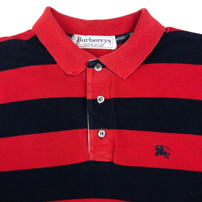 Vintage Burberry Striped Long Sleeve Polo Shirt Size L