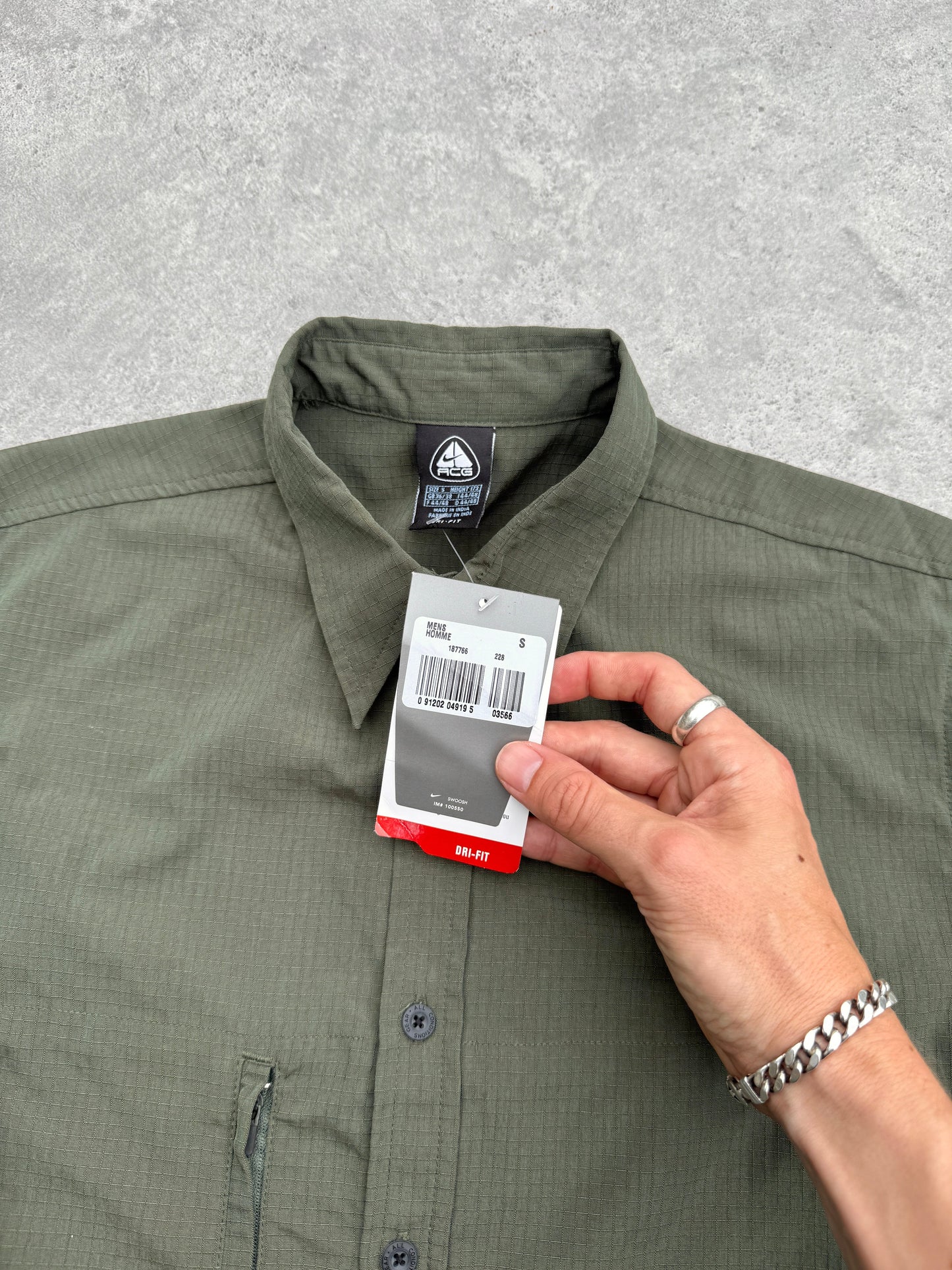 nike acg 2000s deadstock technical dri-fit ripstop shirt (s) | Default Title, Green