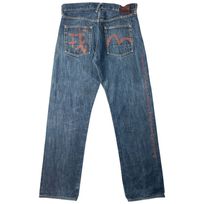 Vintage Evisu Gull Text Japanese Denim Jeans Size W32