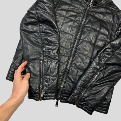 Neil Barrett 00’s Lambskin Leather Moto Puffer Jacket - M/L