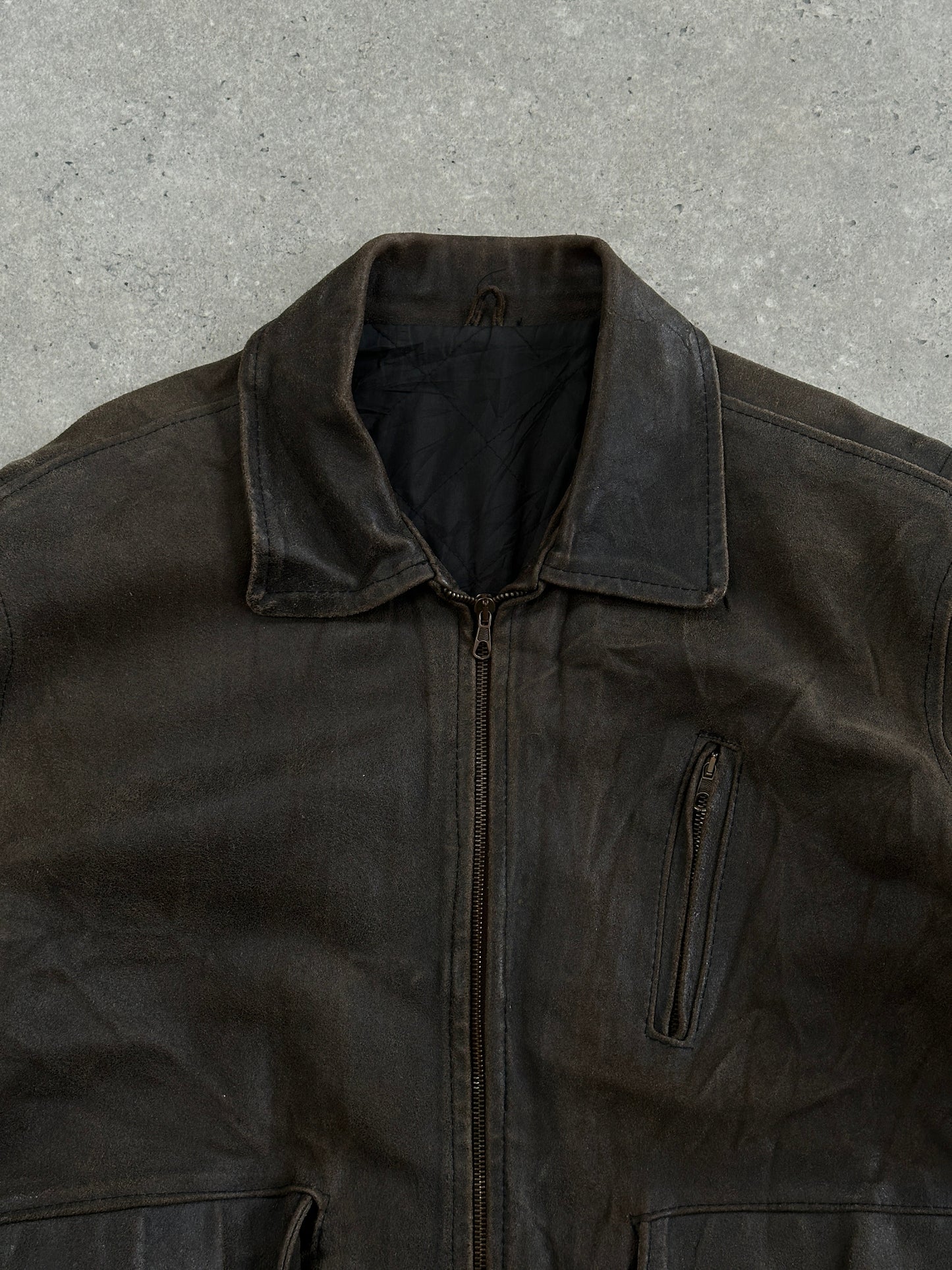 Italian Vintage 1980s Distressed Leather Jacket - XL