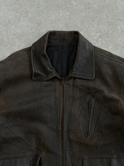 Italian Vintage 1980s Distressed Leather Jacket - XL