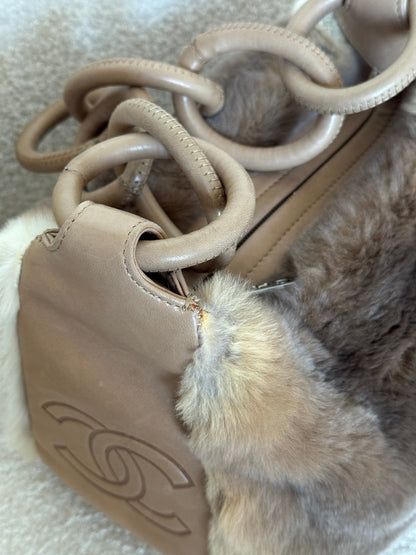 RARE Vintage 2004/2005 Chanel Lapin Fur Chain Shoulder Bag | O/S, Multicoloured