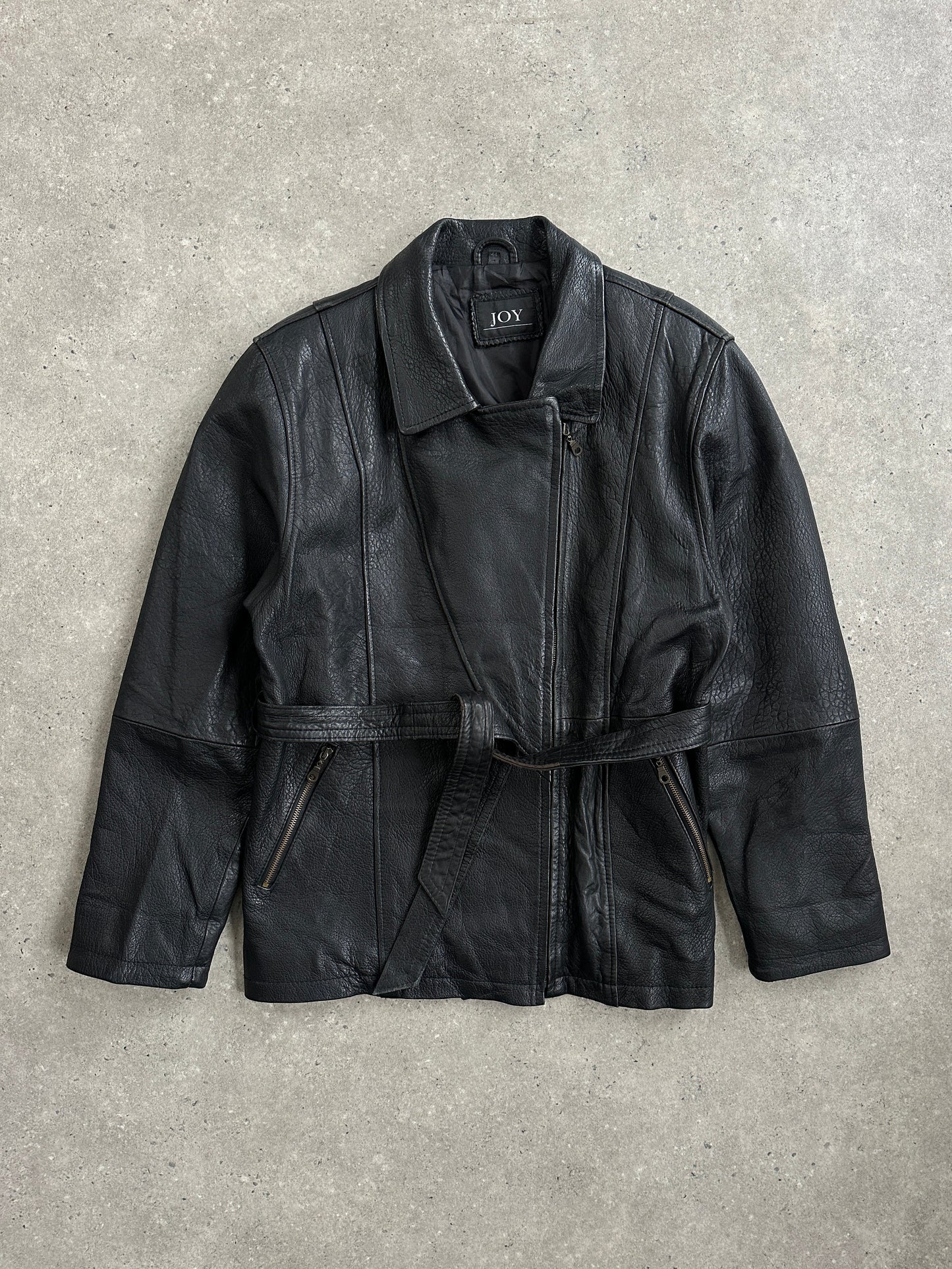 Vintage 1990s Lamb Leather Belted Jacket - XL