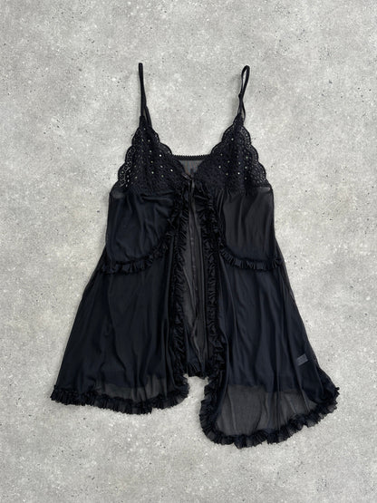 Vintage 2000s Lace Babydoll Asymmetric Split Cami Top - S-L