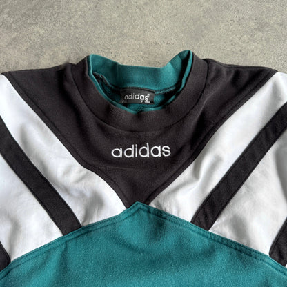 Adias 1990s heavyweight colour block embroidered sweatshirt (L)