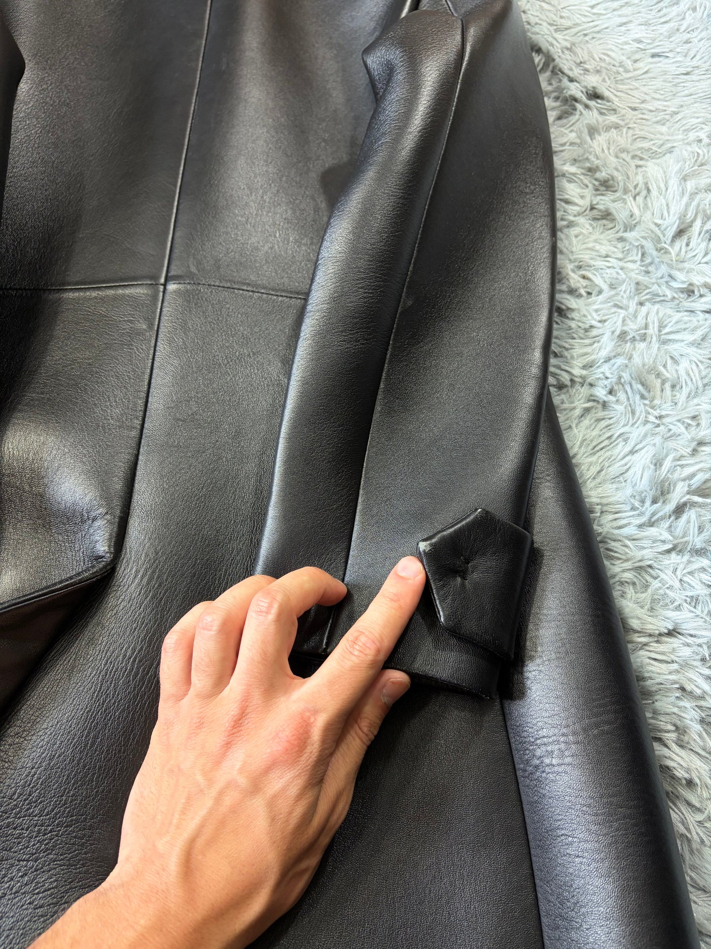 Prada 2018 Race Logo Leather Belted Trench Coat - IT40 | O/S, Black