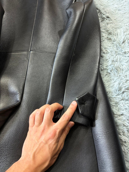 Prada 2018 Race Logo Leather Belted Trench Coat - IT40 | O/S, Black