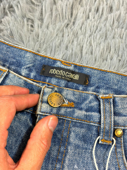 Roberto Cavalli 00’s Diamanté Square Embellished Crystal Jeans - S/M | O/S, Blue