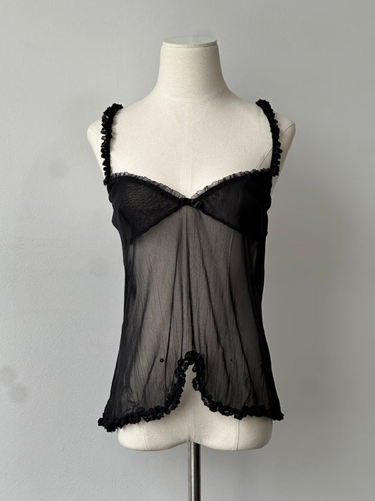Vintage 2000s Sheer Sleeveless Lace Top - S-M