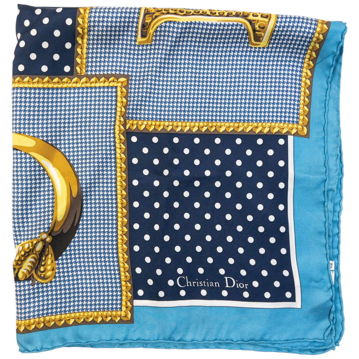 Vintage 2000s Dior Polka Dot Silk Scarf | O/S, Blue