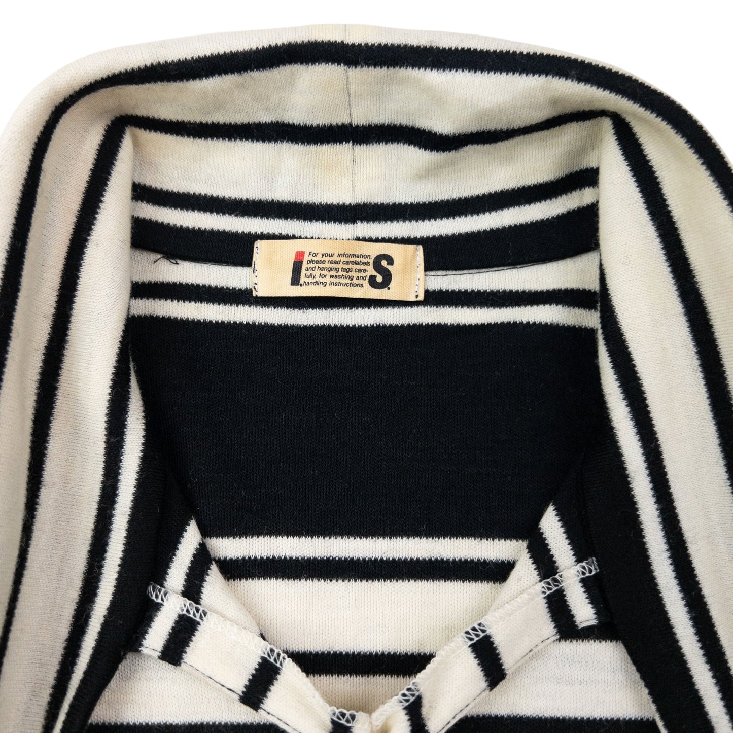 Vintage 80s Issey Miyake I.S. Striped Tie-Neck Sweater Dress Womens Size L | Large, Black