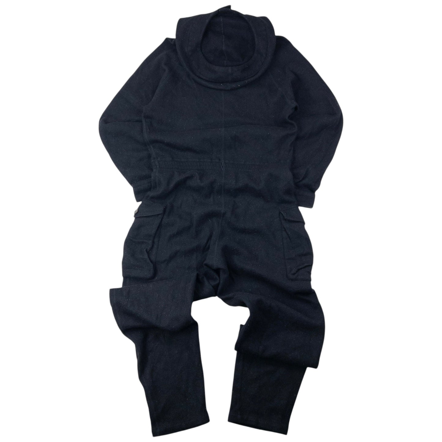 Vintage 90s Yohji Yamamoto Fleece Hooded Jumpsuit Size S | Small, Black