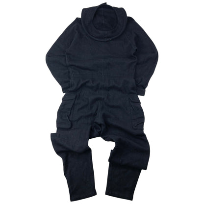 Vintage 90s Yohji Yamamoto Fleece Hooded Jumpsuit Size S | Small, Black