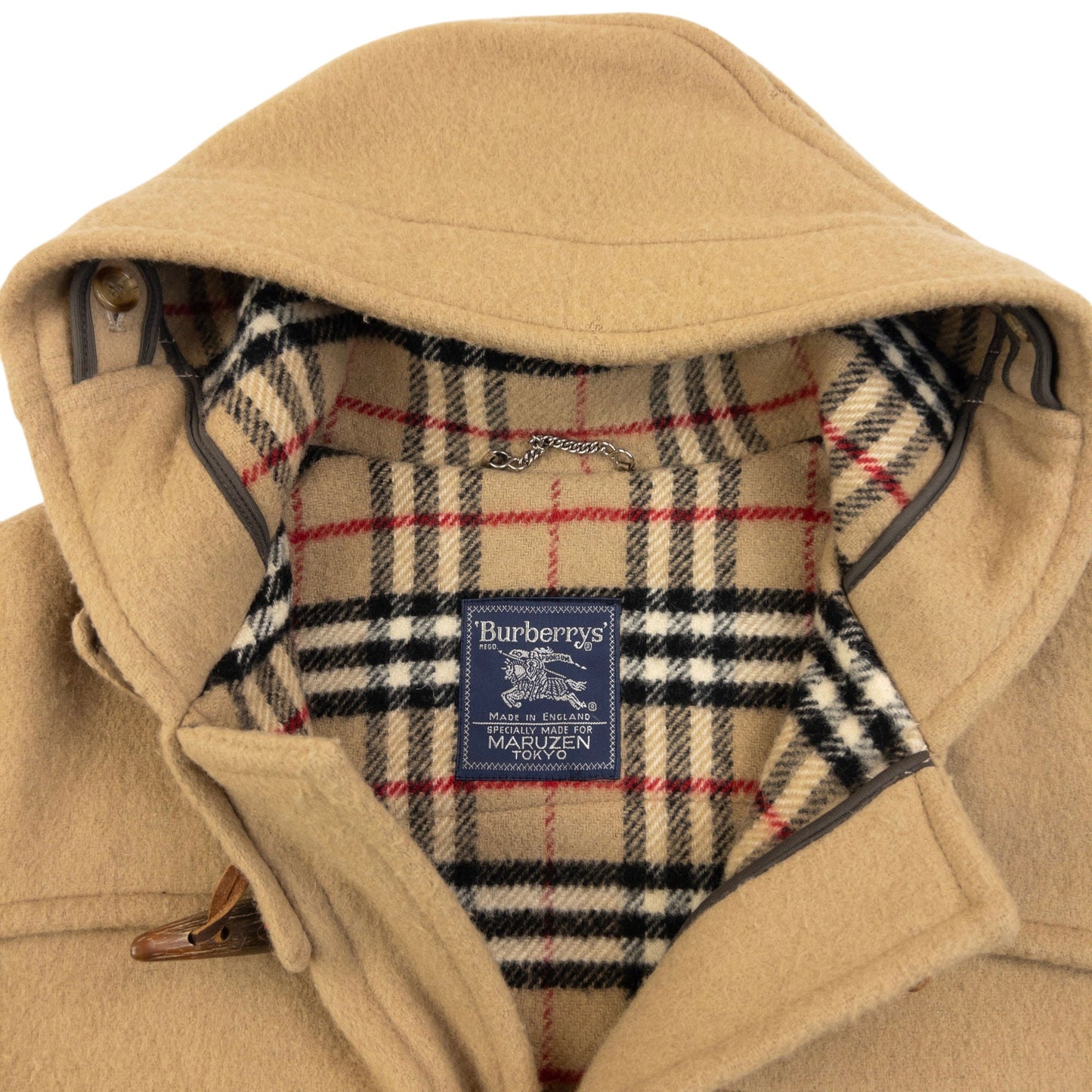 Vintage 90s Burberry Nova Check Lined Wool Duffle Jacket Size XL | O/S, Beige