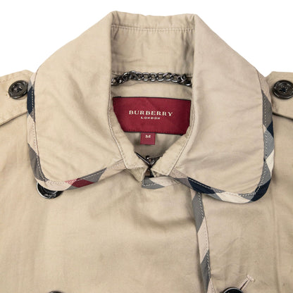 Vintage 2000s Burberry Nova Check Lined Belted Trench Jacket Womens Size M | Medium, Beige