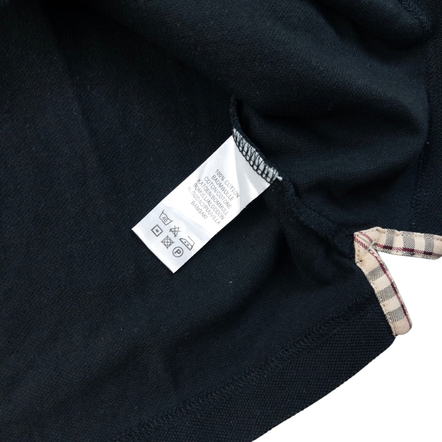 Vintage Burberry Nova Check Collar Long Sleeve Polo Shirt Size S | Small, Black