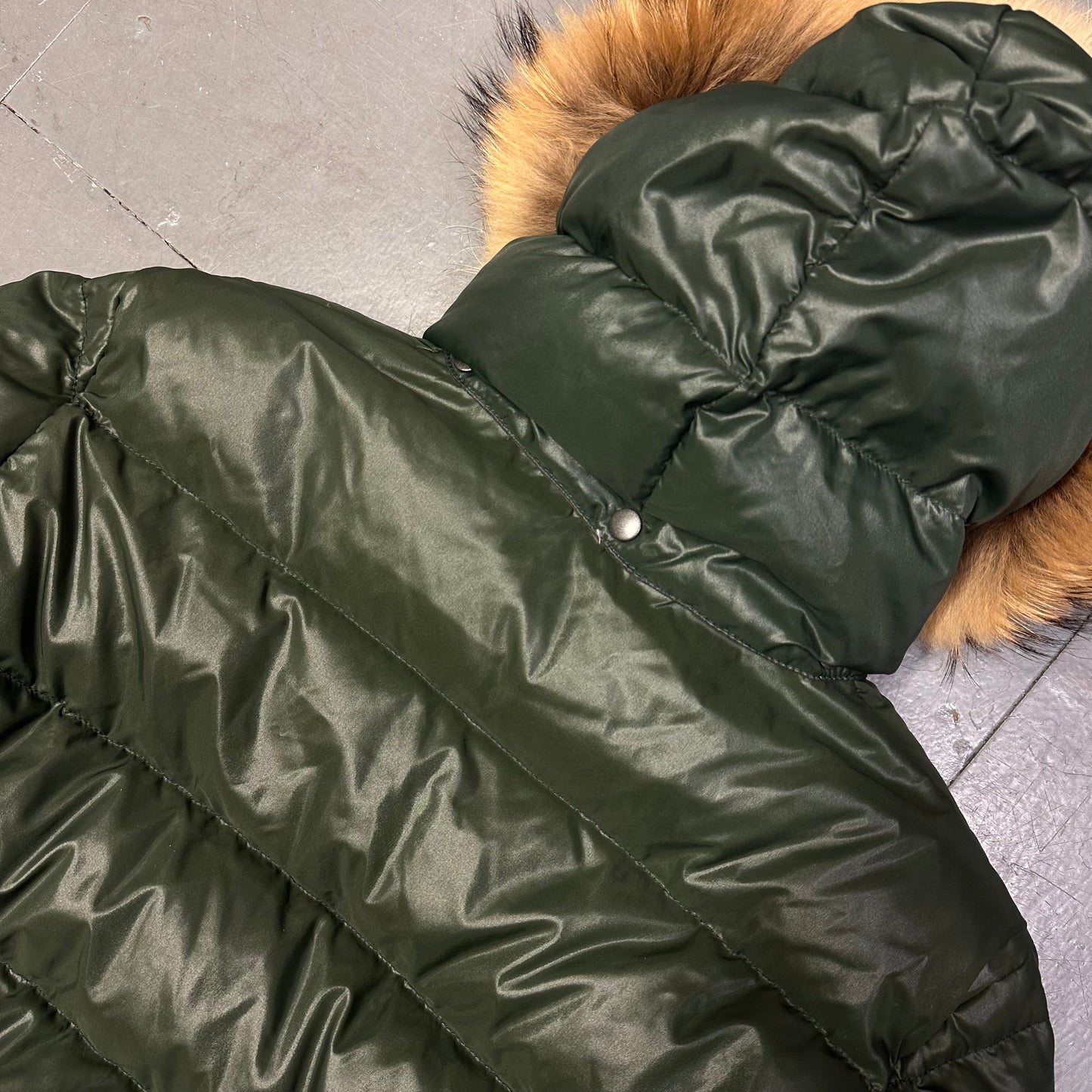 Duvetica Fur Hood Puffer Jacket In Green ( M )