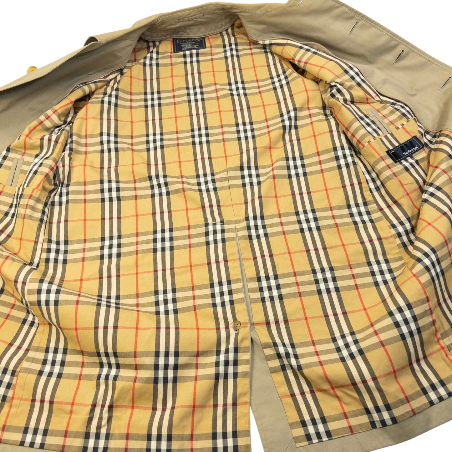 Vintage 90s Burberry Nova Check Lined Trench Jacket Size M | Medium, Beige