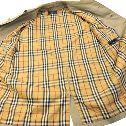 Vintage 90s Burberry Nova Check Lined Trench Jacket Size M | Medium, Beige