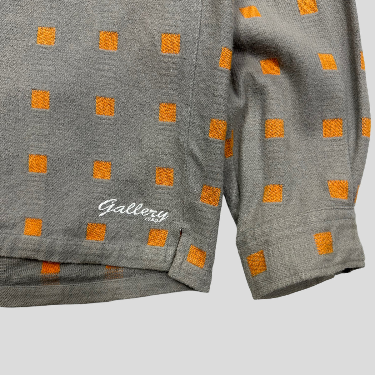 Gallery 1950 00’s Embroidered Squares Heavy Cotton Shirt - L | Grey