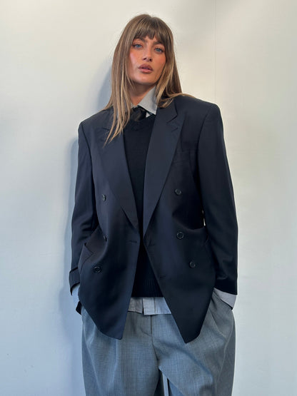 Louis Feraud x Loro Piana 1990s Pure Wool Double Breasted Blazer - 40R/L