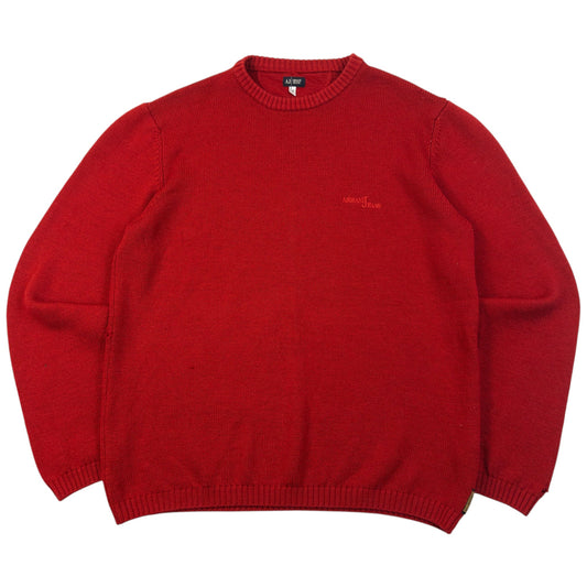 Vintage 2000s Armani Jeans Wool Knit Jumper Size M | Medium, Red