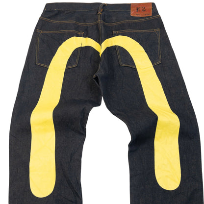 Vintage 2000s Evisu Daicock Japanese Denim Jeans Size W35 | W35, Navy