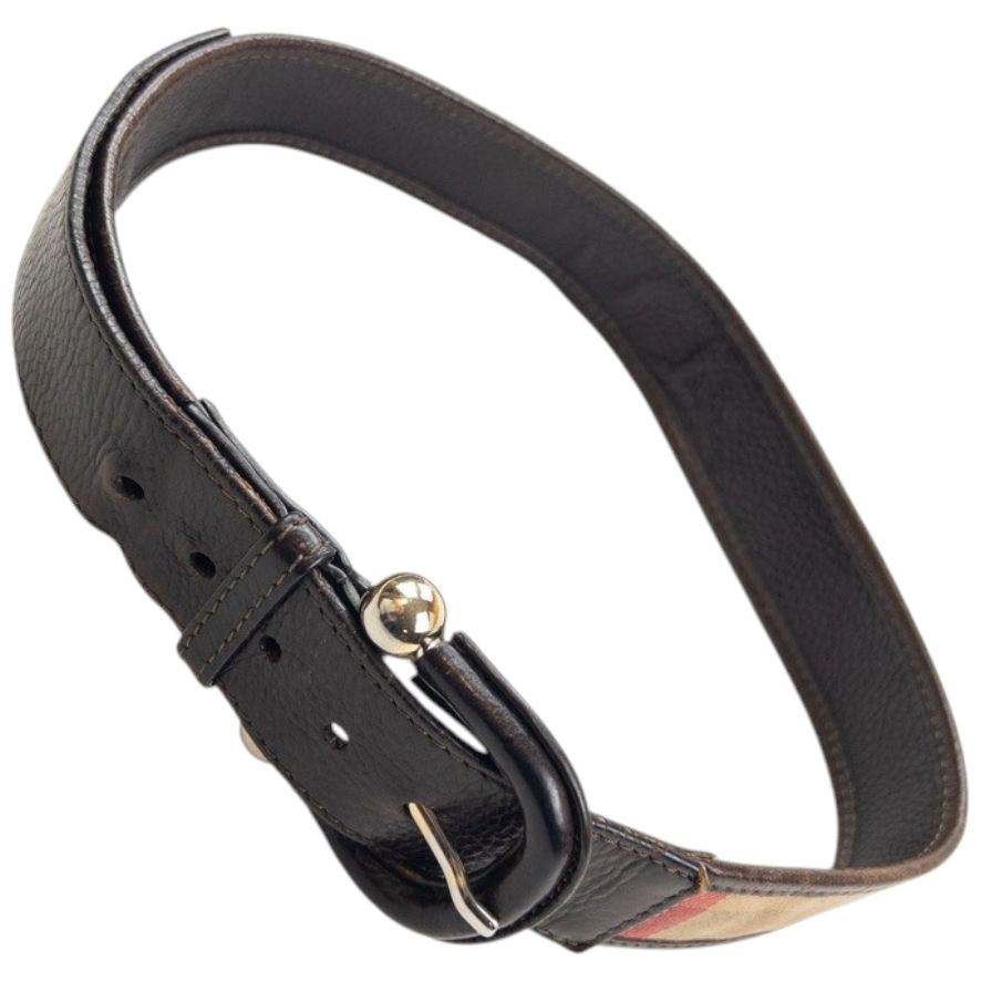 Vintage 2000s Burberry Nova Check Leather Belt Size S | O/S, Brown