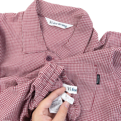 Vintage 90s Yohji Yamamoto Houndstooth Shirt & Bottoms Pyjama Set Size M | Medium, Red