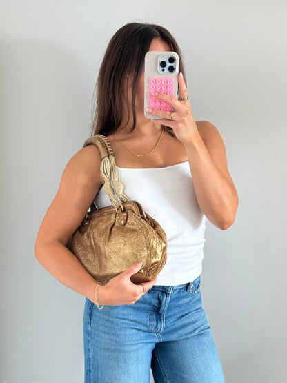 2000s Miu Miu Gold Leather Rope Handbag | O/S, Multicoloured