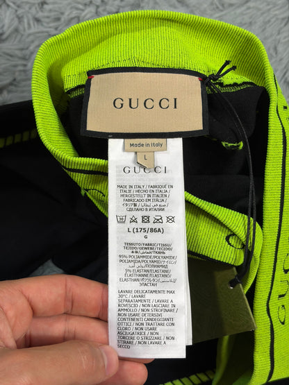 Gucci SS22 Jacquard Black Neon Logo Gym Legging Trousers - M/L | O/S, Black