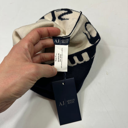 Armani Jeans 00’s BNWT Animal Rip Spellout Wool Beanie - M/L