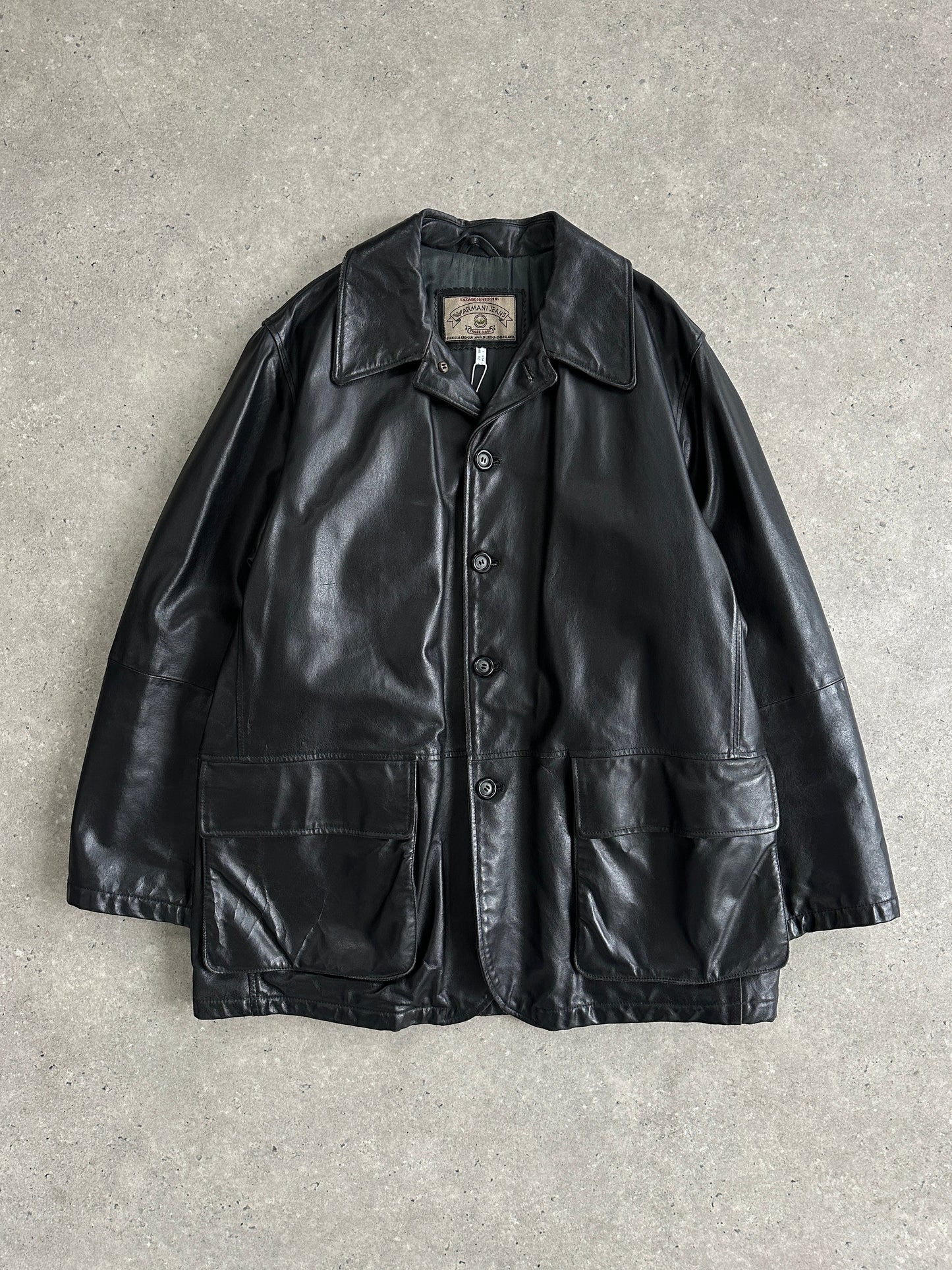 Armani Jeans Structured Leather Jacket - XL