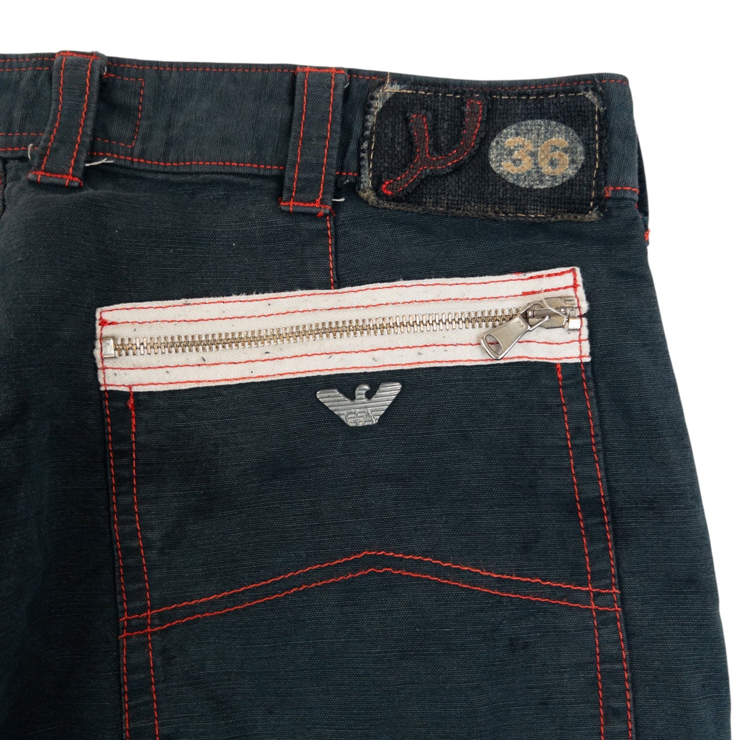 Vintage 2000s Armani Jeans Buckle Bondage Detail Trousers Size W35 | W35, Black