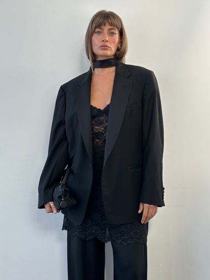 Vintage 1990s Sheer Lace Mini Slip Dress - L