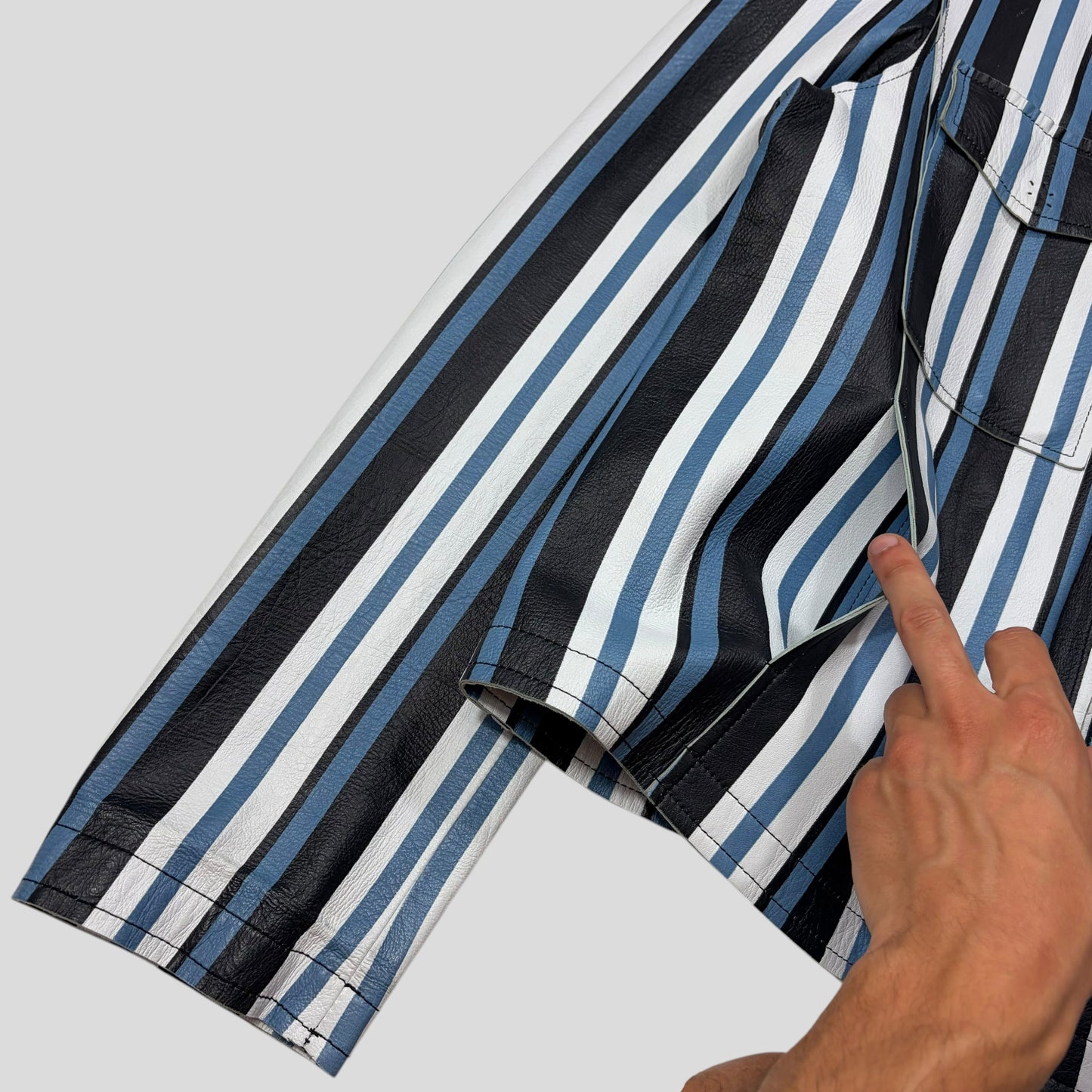 Dolce & Gabbana 00’s Leather Striped Blouson Work Jacket - M | Default Title, Multicoloured