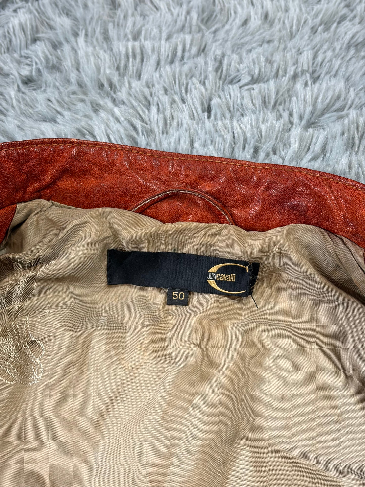 Just Cavalli 2005 Leather Panelled Moto Racer Jacket - M | O/S, Red