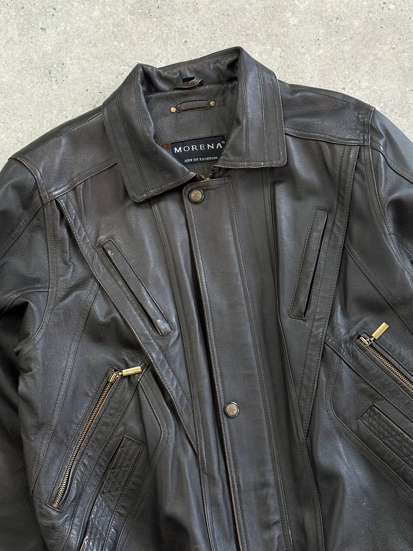 Vintage Leather Blouson Bomber Jacket - XL