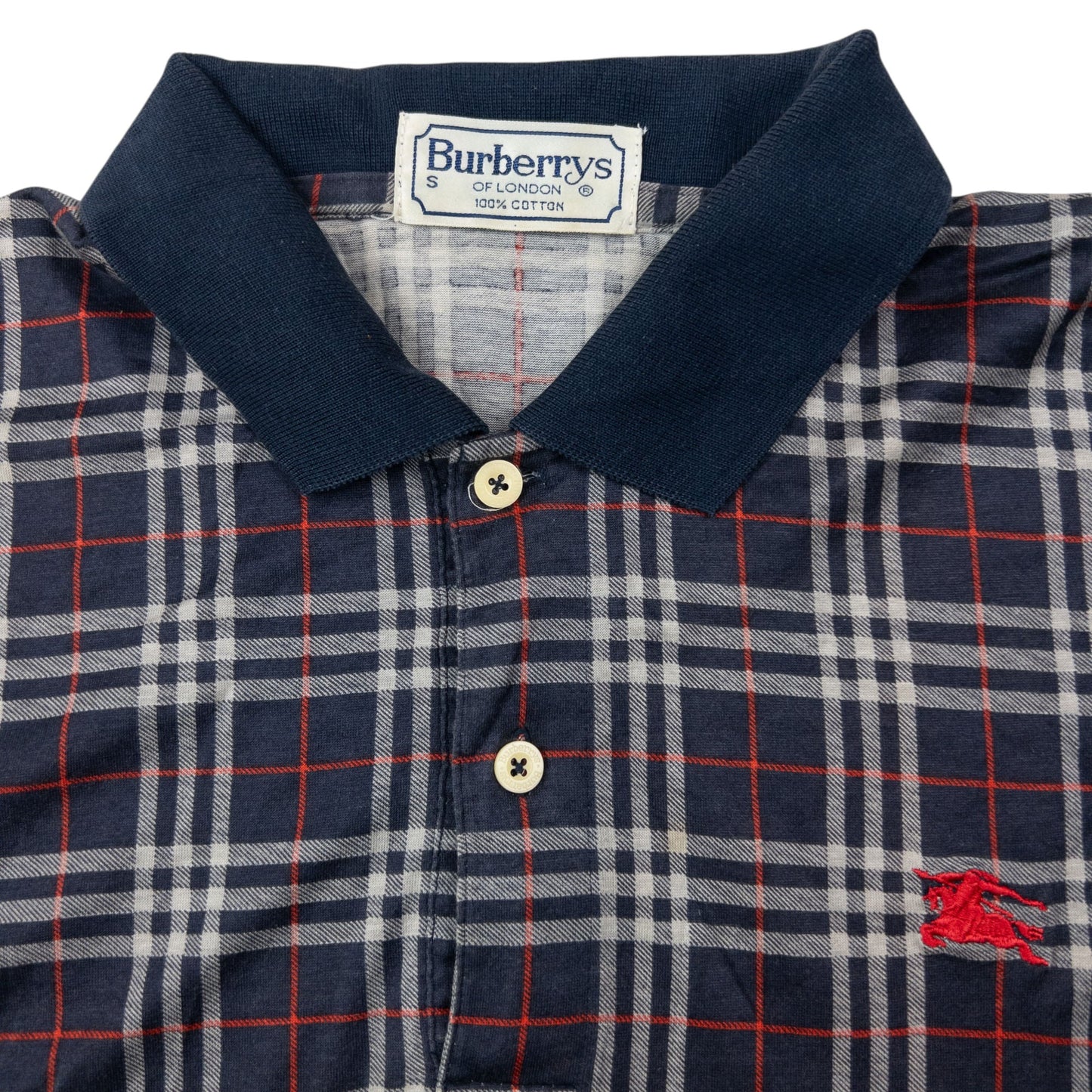 Vintage 90s Burberry Nova Check Polo Shirt Size S | Small, Navy