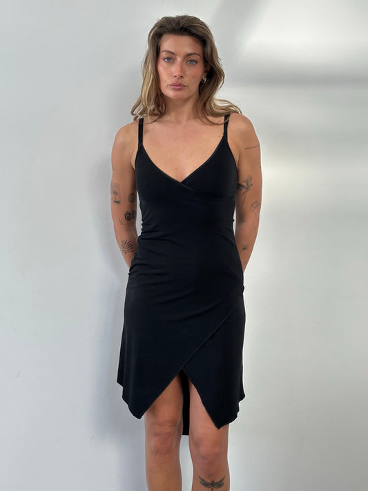 French Vintage 1990s Asymmetric Mini Dress - S