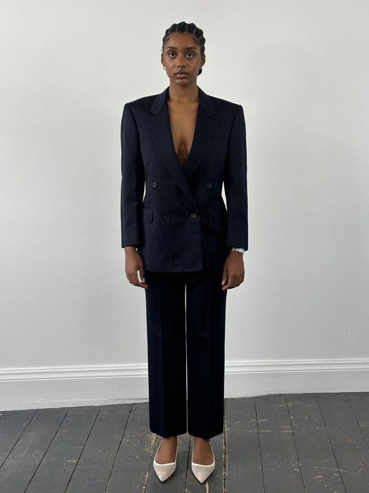 Burberry 1990s Pure Wool Stripe Double Breasted Suit - 36S/W28