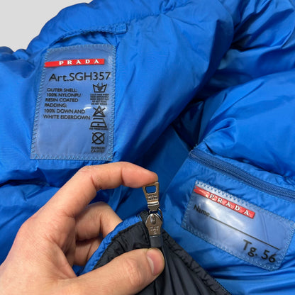 Prada 2012 Plaque Logo Bi-colour Nylon Goose Down Puffer Jacket - IT56 (L/XL) | Default Title, Blue