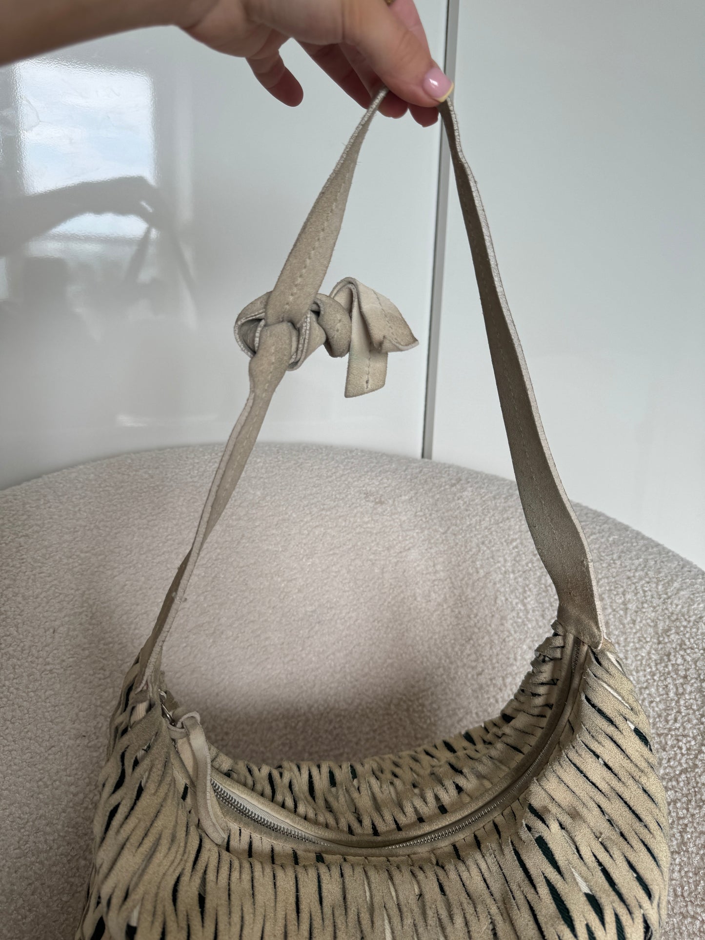 90s Miu Miu Suede Lattice Hobo Bag | O/S, Multicoloured