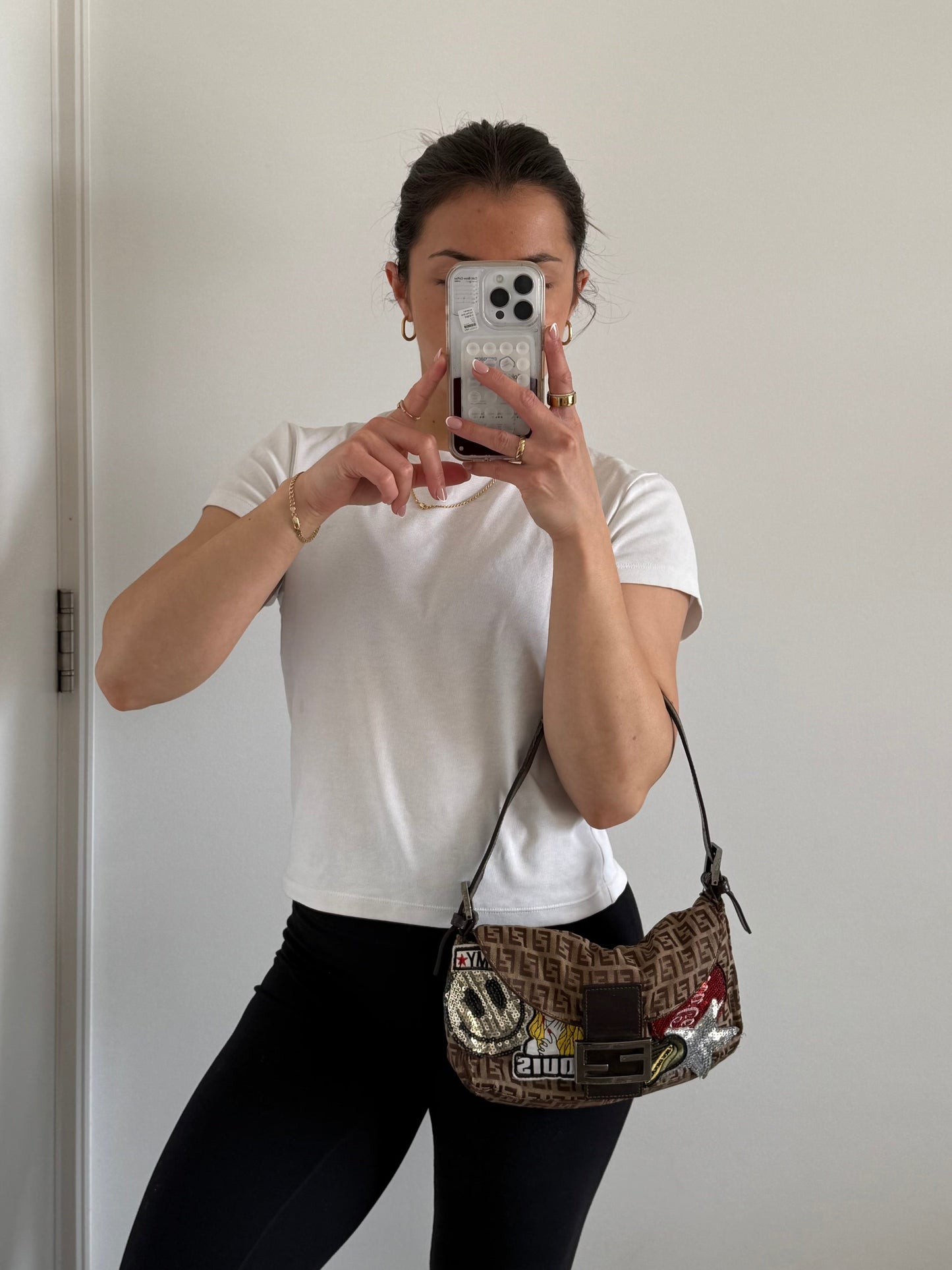 Vintage 90s Fendi Zucca Patchwork Baguette Shoulder Bag | O/S, Multicoloured
