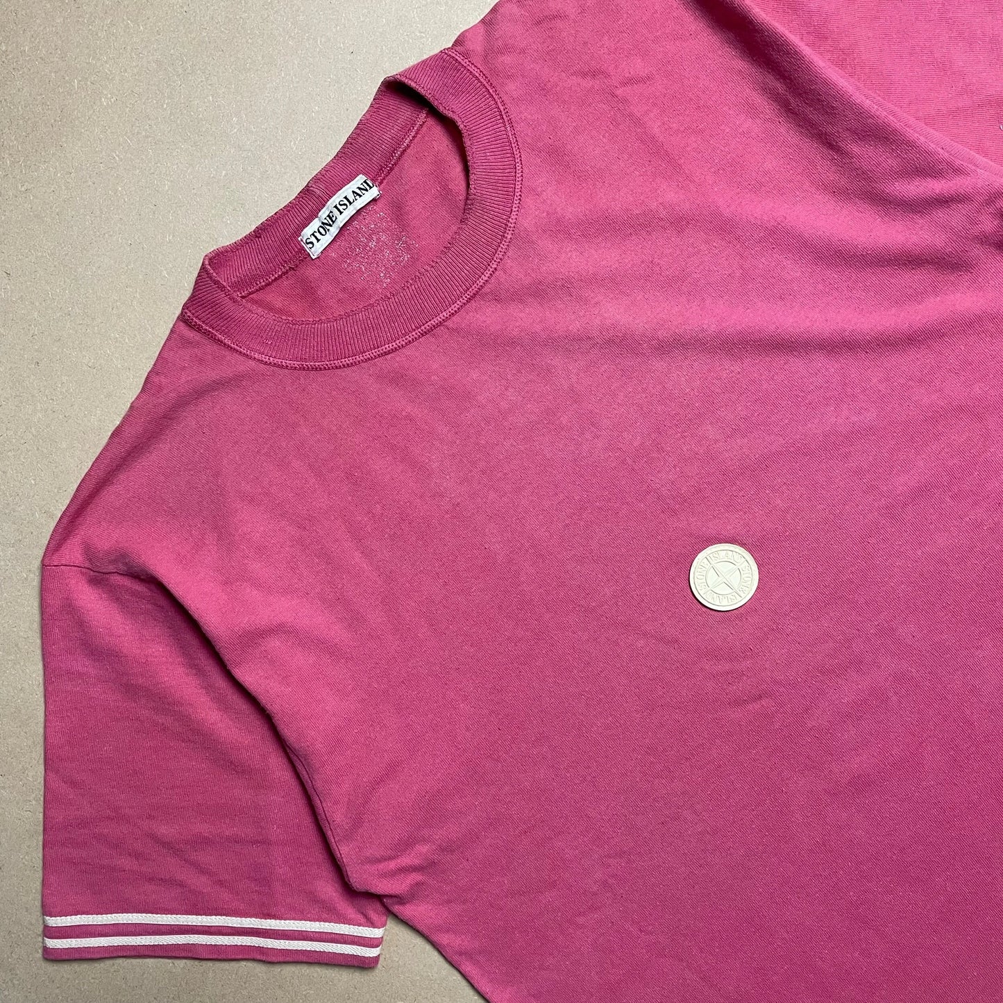 S/S 1988 Pink Rubber Concise Compass Logo T-shirt