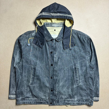 S/S 1986 Charcoal Grey Sail Cloth Marina Spell Out Hooded Coach Jacket