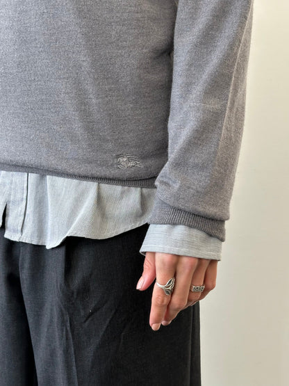 Burberry 2000s Pure Merino Wool Logo Knitted Jumper - M
