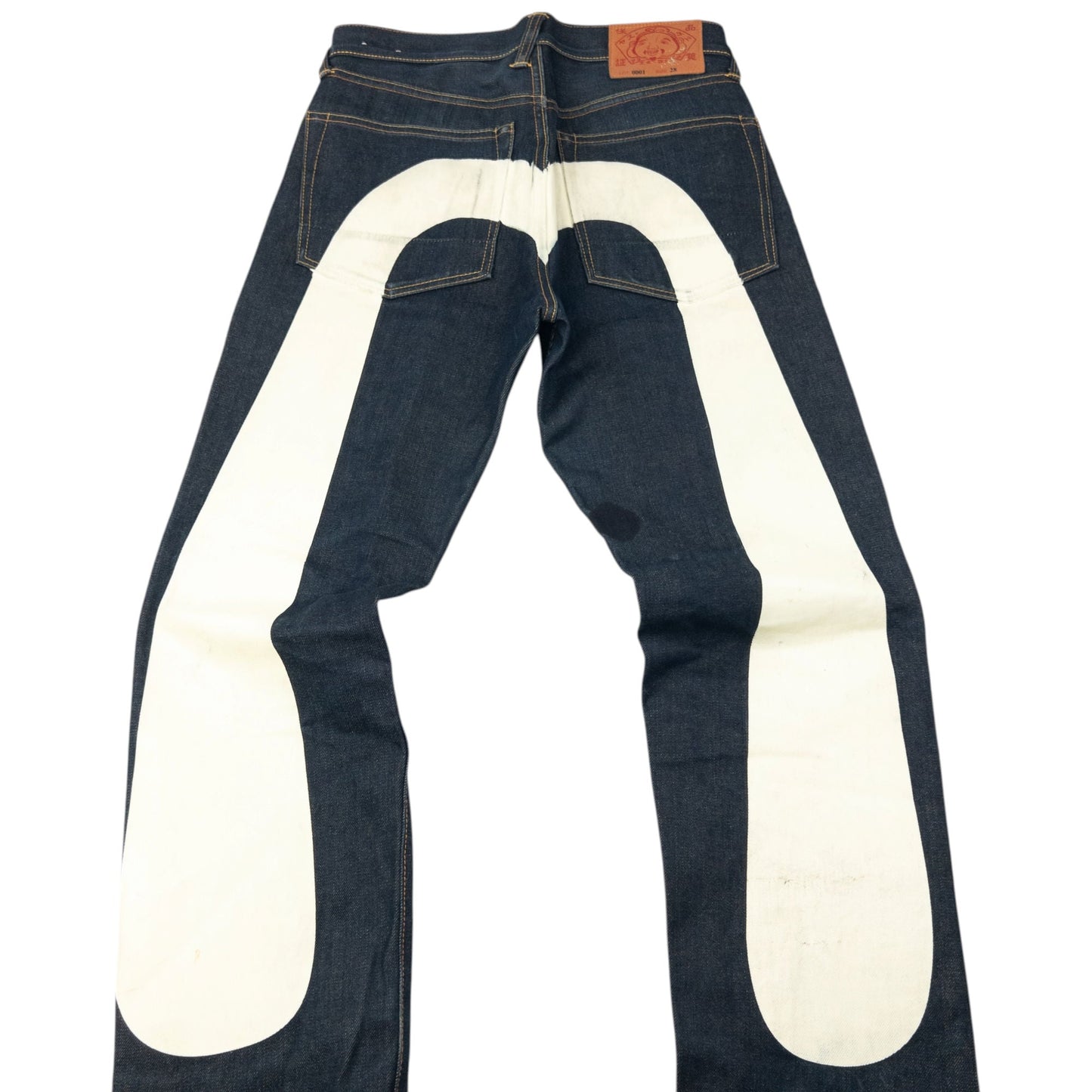 Vintage 2000s Evisu Painted Daicock Japanese Denim Jeans Size W29 | W29, Cream