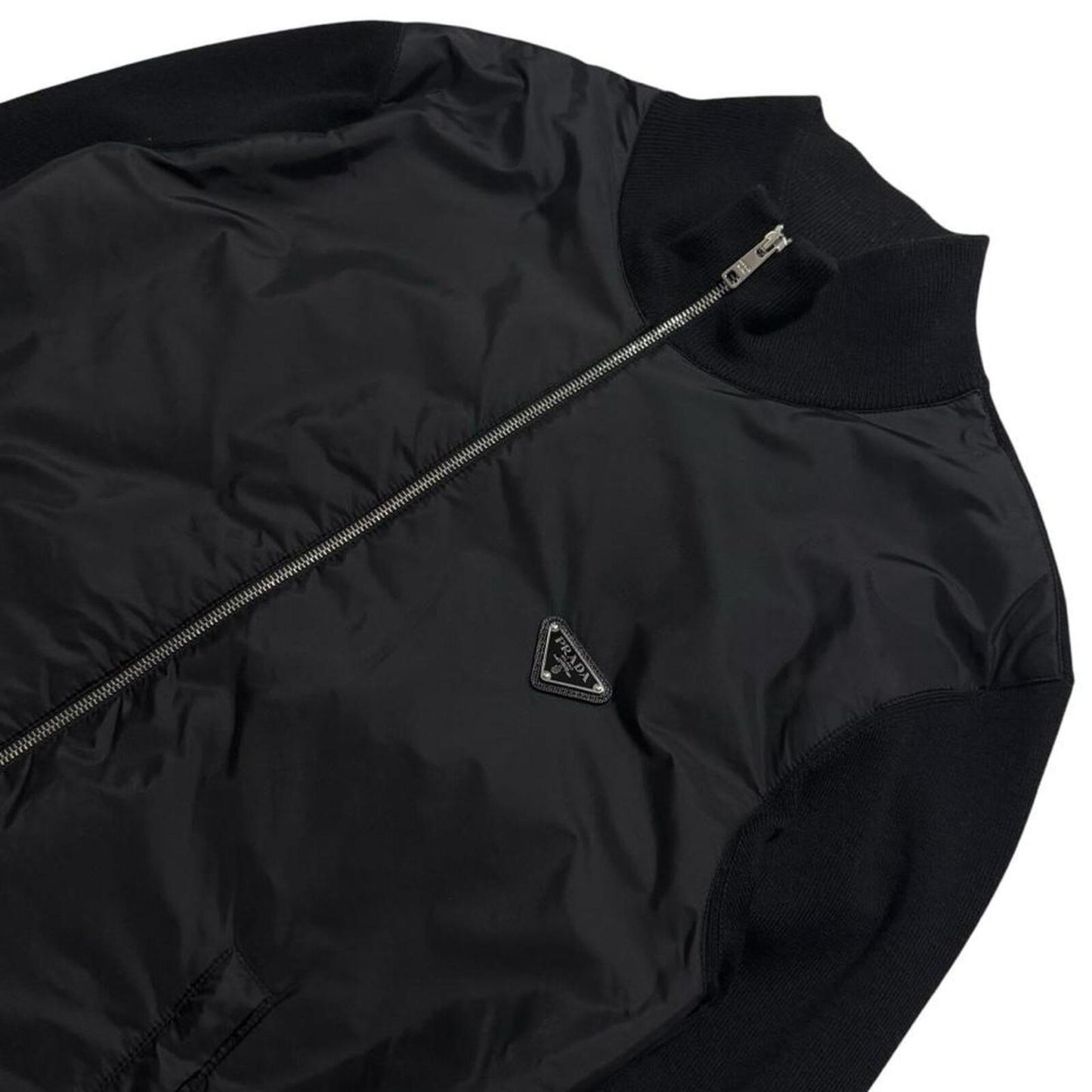Prada Re-Nylon Wool Zip Up | Large, Black